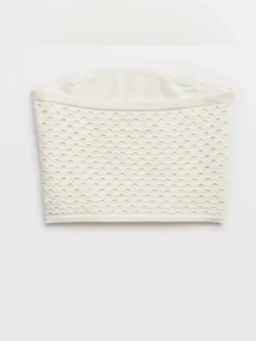 New Aerie Crochet Sweater Tube Top S Soft Muslim Ivory Cropped Fitted Strapless - Picture 5 of 16
